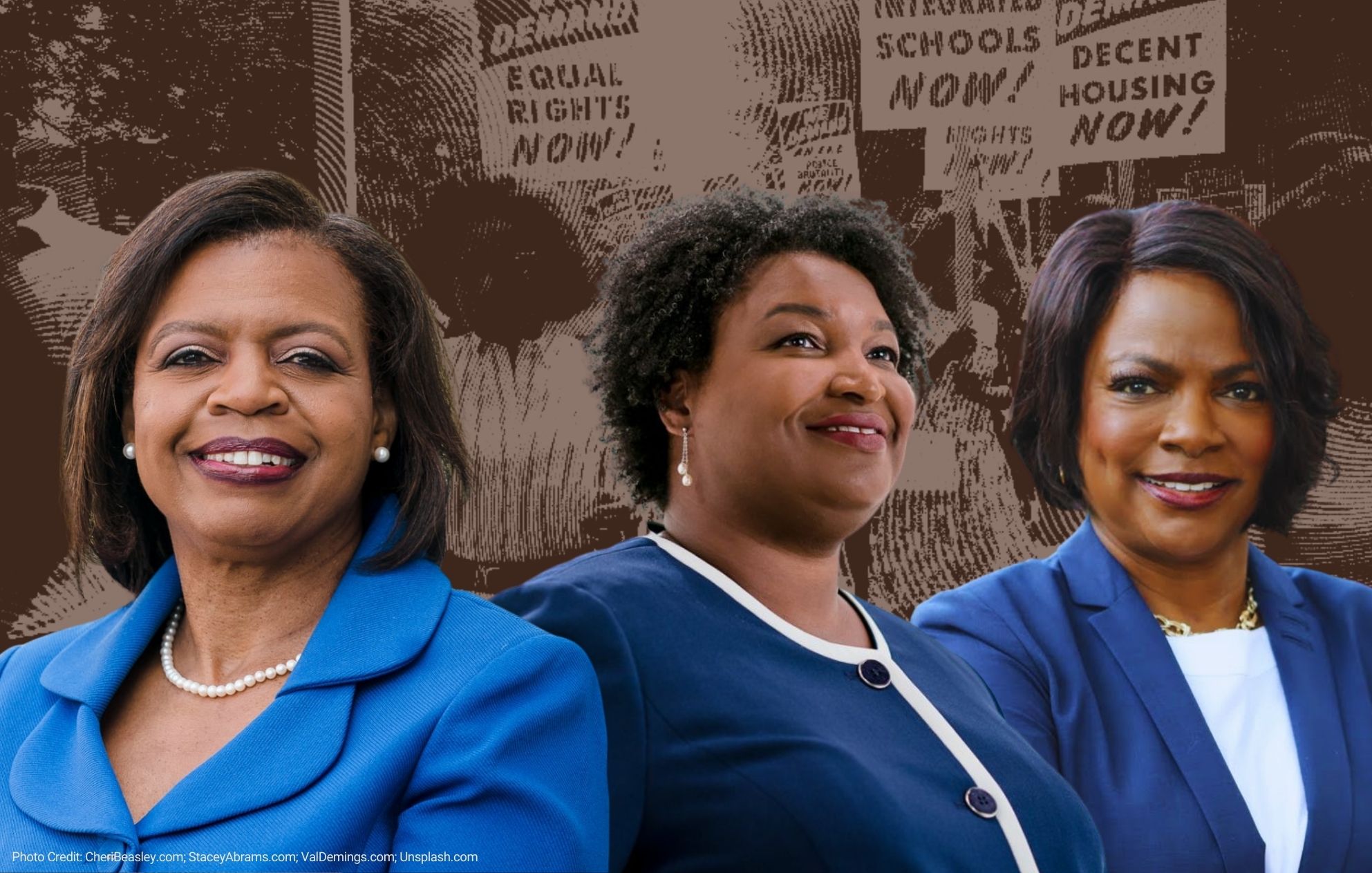 Cheri Beasley, Stacey Abrams and Val Demings