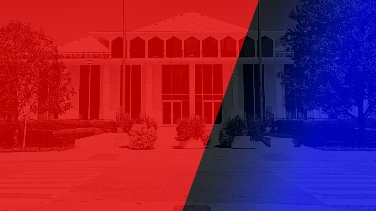 Red and Blue NC Legislative Building